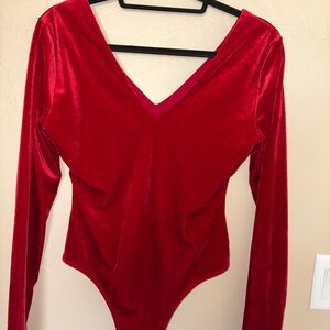 Gianni Bini Red Velvet Bodysuit, NWOT